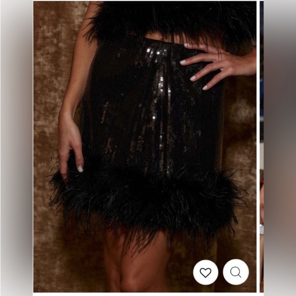 12th Tribe SET Darling Black Sequin Novelty Crop Top and Mini Skirt - SOLD OUT - Picture 4 of 5